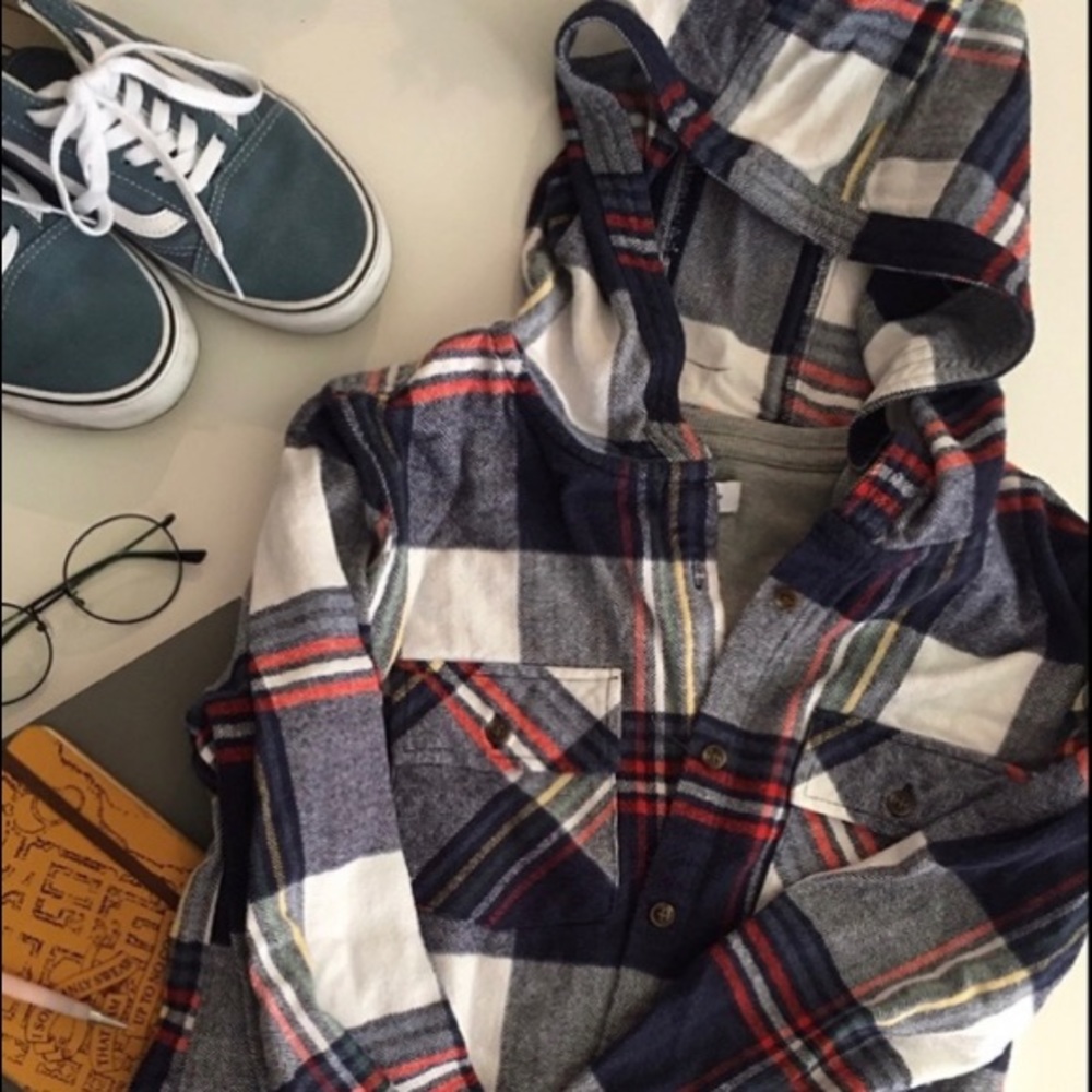3/$20 Blue/white plaid Flannel jacket